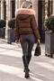 Women's Pompom Fur Hooded Inflatable Coat Short Coat with Zipper Pockets - 3