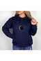 Unisex Navy Blue Oversize Hooded Sweatshirt with Kangaroo Pocket, 3 Thread Raster Hoodie