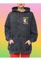 Unisex Anthracite Vintage Effect Washed 3 Thread Hooded Sweatshirt Relaxed Fit