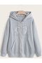 Unisex Gray 3 Thread Threaded Oversize Hooded Sweatshirt Basic Comfortable Cut