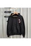 Unisex Black Relaxed Fit Hooded Kangaroo Pocket Thick Sweatshirt