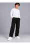 Unisex Children's Black Loose-Legged Jagger Bottom 3-Thread Shardooned Fabric (Thick-Winter) - 2
