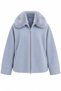 Gray Collared Fur Zippered Coat - 9660
