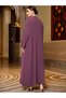 Premium Women's Embellished Open Abaya with Inner Dress, Mauve Purple - 4