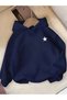 Unisex Navy Blue 3 Thread Threaded Oversize Hooded Sweatshirt Basic Comfortable Cut