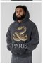 Unisex Anthracite Washed Kangaroo Pocket Hooded Casual Sweatshirt with Vintage Effect