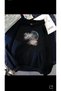 Unisex Black Streetwear Oversize Hooded Casual Cotton Sweatshirt with Pockets