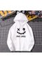 Unisex White Off-Shoulder Oversize Hooded Casual Sweatshirt with Kangaroo Pocket
