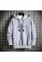 Unisex Gray 3 Thread Threaded Oversize Hooded Sweatshirt Basic Comfortable Cut