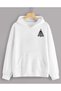 Unisex White Streetwear Oversize Hooded Casual Cotton Sweatshirt with Pockets