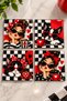 Glass Coaster |   Red Black White Pop Art Themed |   4-Piece Set |   10cm X 10cm