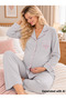 Likapashop Interlock Buttoned Embroidered Maternity Long Sleeve Pajama Set - 3