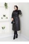 Women's Black Leather Hooded Long Cap Fleece Lined Zippered Hijab Cap Small Large Size