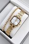 Women's Wristwatch Gold Steel Band Silver Dial 24 mm – with Box, Waterway Bracelet Gift.