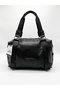 Stylish Women's Shoulder Bag with Faux Leather Texture, Logo and Stripes - 4