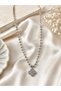 Steel Ball Chain Clover Patterned Long Necklace - 3