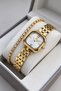 Women's Wristwatch Gold Steel Band Silver Dial 24 mm – with Box, Waterway Bracelet Gift. - 3
