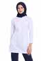 (E-Flex) Hijab Top White Bottom Navy Blue Lycra Non-Ironing Nurse Doctor Uniform Surgical Suit Scrubs Uniform - 2