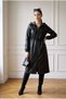 Women's Black Leather Hooded Long Cap Fleece Lined Zippered Hijab Cap Small Large Size - 5