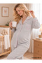 Likapashop Interlock Buttoned Embroidered Maternity Long Sleeve Pajama Set - 3