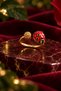 Zircon Stone Detailed Ladybug Model Adjustable Ring - 2