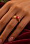 Zircon Stone Detailed Ladybug Model Adjustable Ring - 3