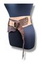 Women's Tan & Bitter Brown Wrinkled Textured Ring Buckle Leather Belt - Lune Asymmetric Belt - Standard Size - 6