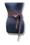 Women's Bitter Brown Obi-Tie Nubuck Belt - Noémie Wide Casual Women's Belt - Standard Size - 3
