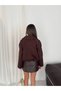 Women's Double-Breasted Collar Short Oversized Cut Long Sleeve Bomber Jacket - 7