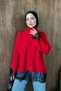 Elegant Lace Tunic Red
