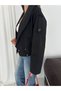 Women's Double-Breasted Collar Short Oversized Cut Long Sleeve Bomber Jacket - 3