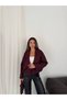 Women's Double-Breasted Collar Short Oversized Cut Long Sleeve Bomber Jacket - 6