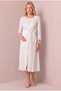 Women's Ecru Lace Maternity Pajama Set with Dressing Gown for Easy Breastfeeding - 4