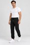 Men's Black 3-Thread Sweatpants with Soft Textured Cotton and Elastic Cuffs
