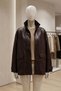 Zr Long Oversize Capped Pocket Zipper Closure Bitter Brown Women's Leather Jacket - 2