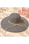 Two-Tone Woven Wide-Brim Beach Hat - Brown - 3