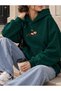 Women's Otter Pattern Oversize Hoodie Minimal Dtf Printed Hooded Sweatshirt