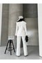 Women's Asymmetrical Collar Gold Buttoned Jacket and Pants Set - 8