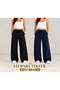2 Pieces Black-Navy Blue Women's Comfortable Cut Loose-Legged Comfortable Clothing