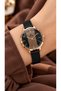 Black Strawberry Steel Strap-Black Brown Dial-Women's Wristwatch-In Stylish Box