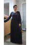 Black Front and Back Gathered, Loose-Fitting, Ankle-Length, Long-Sleeved, Combed Viscose Dress - 5