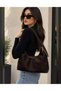 Women's Suede Pocket Shopper Hand and Shoulder Bag - Soft Form Vintage Model