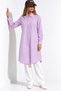 Women's Long Sleeve Tunic Casual Buttoned Lilac Shirt - 4