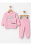 Baby Girl Embossed Printed 100% Cotton Top and Bottom Set (9-12-18 Months) - 2
