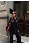Women's Shirt with Bead Embroidery on Front and Sleeves, Standard Pants Size Suit