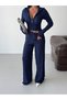 Finger-Insertable Zippered Hooded Ruffle Fabric Set - 2