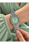 Roma Numerals Green Dial-Small Case-Silver Color Steel Strap Women's Wristwatch-Classy in Box
