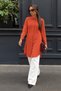 Women's Collared Plain Long Seasonal Tile Print Shirt - 6