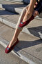 Cara Women's Burgundy Genuine Suede Shoes with Accessory Details
