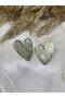 Gold Framed Patterned Heart Shaped Stylish Women's Earrings - 2